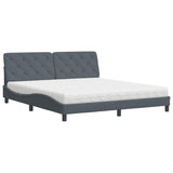 Lit avec matelas gris foncé 180x200 cm velours