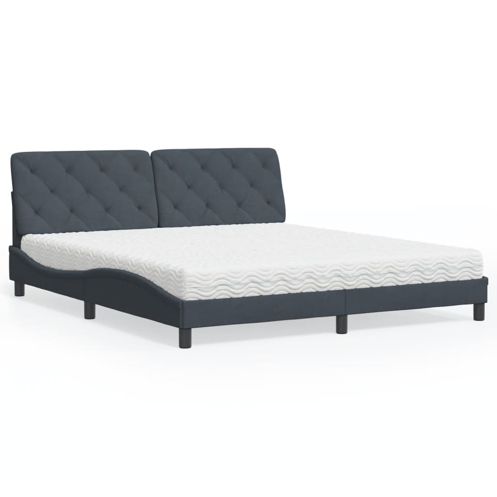 Lit avec matelas gris foncé 180x200 cm velours