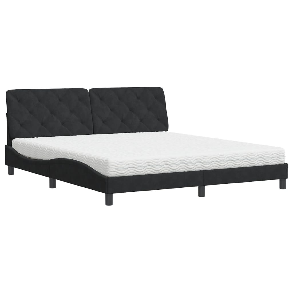 Lit avec matelas noir 180x200 cm velours