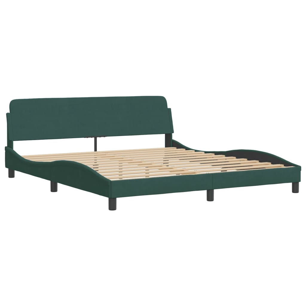 Lit avec matelas vert foncé 180x200 cm velours