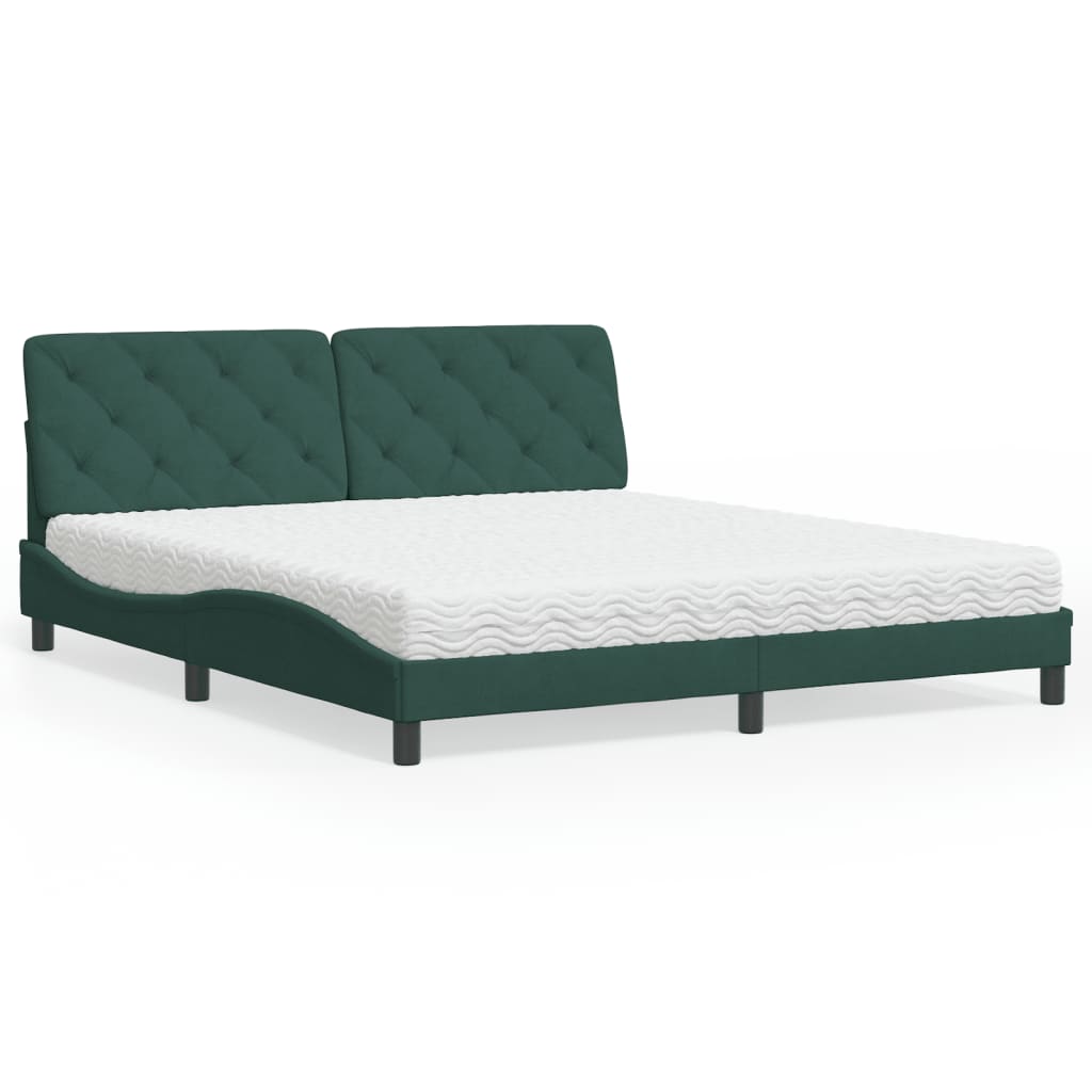 Lit avec matelas vert foncé 180x200 cm velours