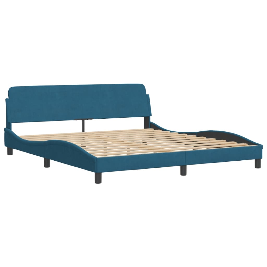 Lit avec matelas bleu 180x200 cm velours