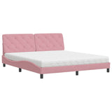 Lit avec matelas rose 180x200 cm velours