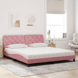 Lit avec matelas rose 180x200 cm velours