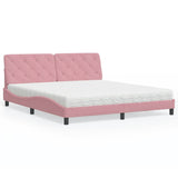 Lit avec matelas rose 180x200 cm velours