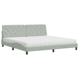 Lit avec matelas gris clair 200x200 cm velours