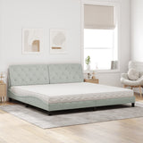 Lit avec matelas gris clair 200x200 cm velours