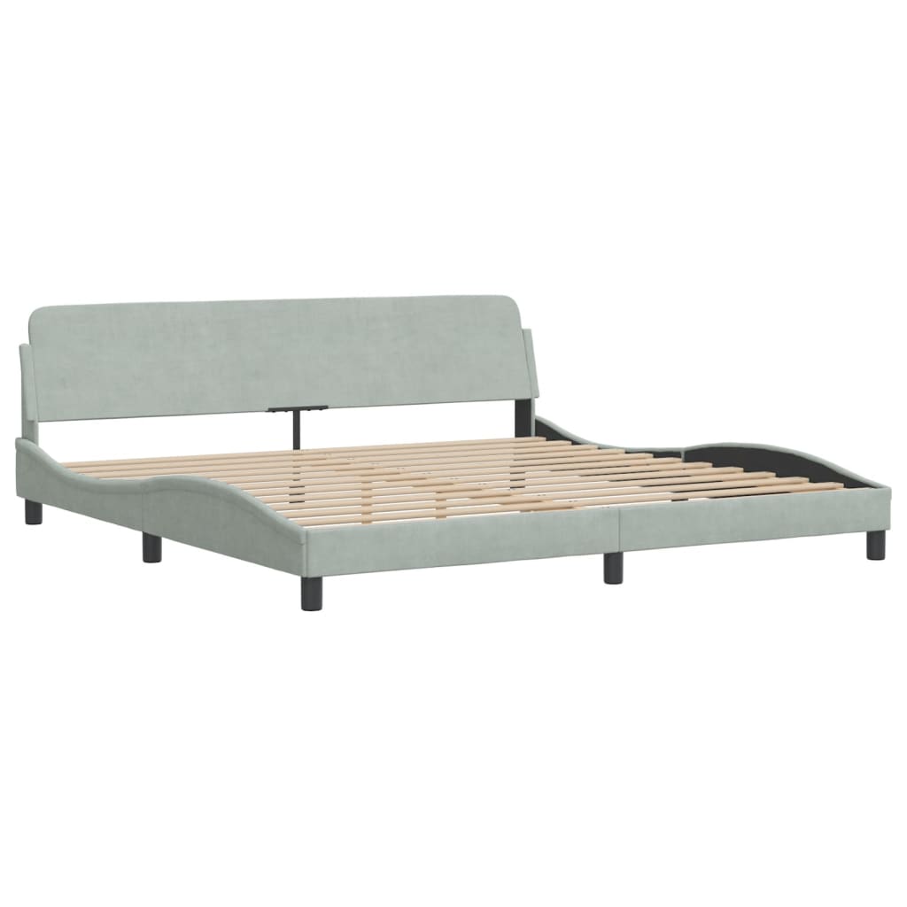 Lit avec matelas gris clair 200x200 cm velours