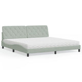 Lit avec matelas gris clair 200x200 cm velours