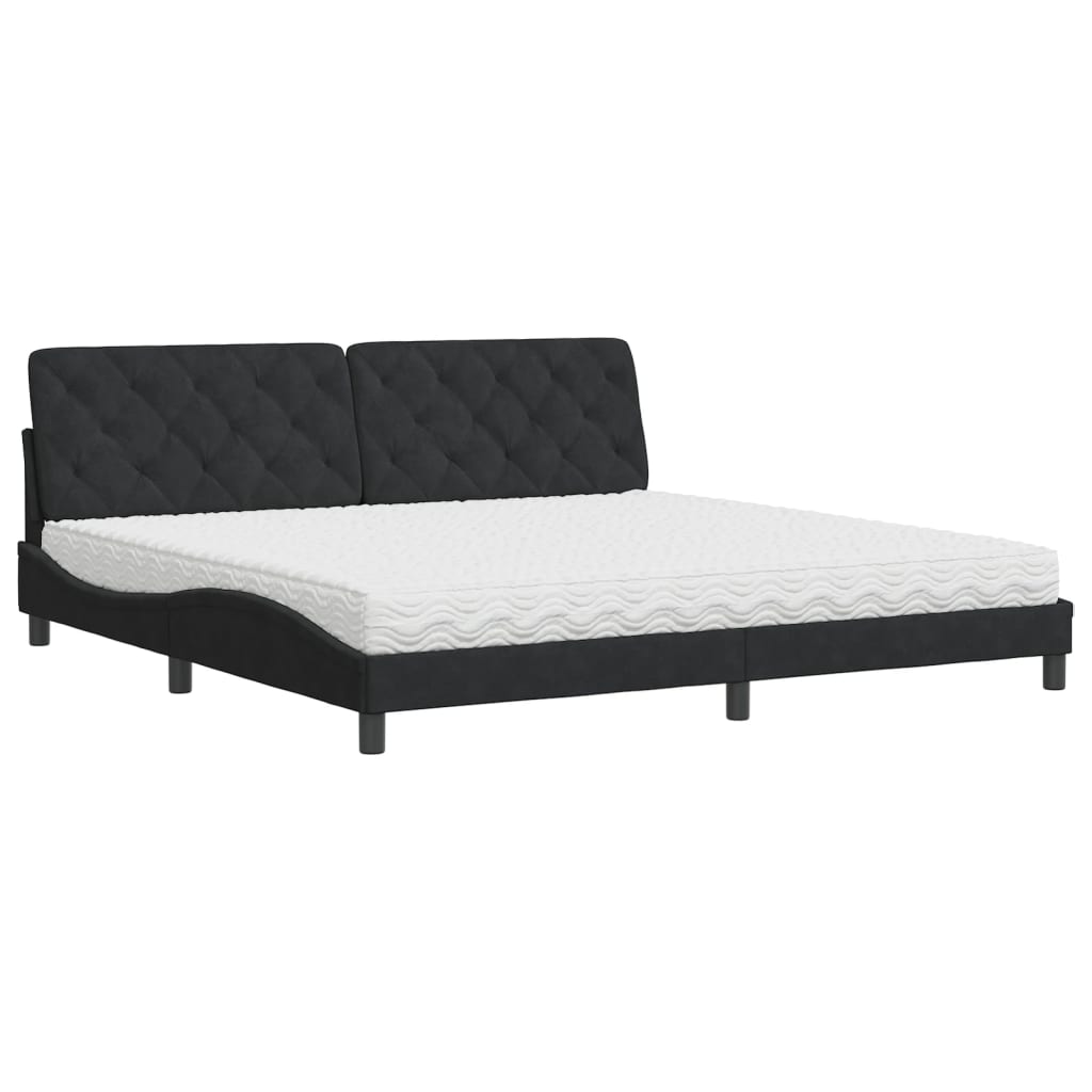 Lit avec matelas noir 200x200 cm velours