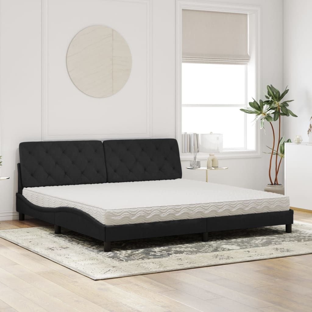 Lit avec matelas noir 200x200 cm velours