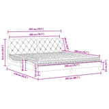 Lit avec matelas noir 200x200 cm velours