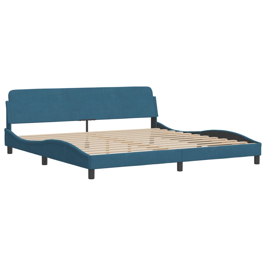 Lit avec matelas bleu 200x200 cm velours