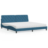 Lit avec matelas bleu 200x200 cm velours