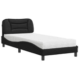 Lit avec matelas noir 80x200 cm similicuir