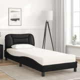 Lit avec matelas noir 80x200 cm similicuir