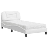 Lit avec matelas blanc 80x200 cm similicuir