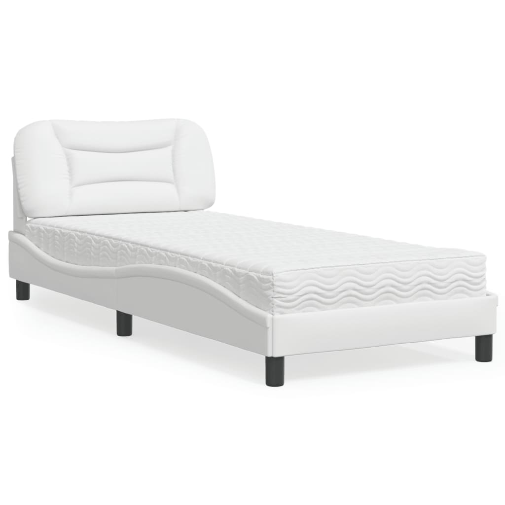 Lit avec matelas blanc 80x200 cm similicuir