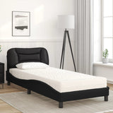 Lit avec matelas noir 90x190 cm similicuir