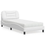 Lit avec matelas blanc 90x190 cm similicuir