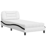 Bed with white and black mattress 90x190 cm imitation leather