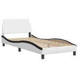 Bed with white and black mattress 90x190 cm imitation leather