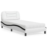 Bed with white and black mattress 90x190 cm imitation leather