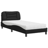 Lit avec matelas noir 90x200 cm similicuir