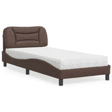 Lit avec matelas marron 90x200 cm similicuir