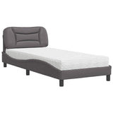 Lit avec matelas gris 90x200 cm similicuir