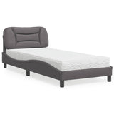 Lit avec matelas gris 90x200 cm similicuir