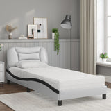 Lit avec matelas blanc et noir 90x200 cm similicuir