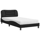 Lit avec matelas noir 100x200 cm similicuir