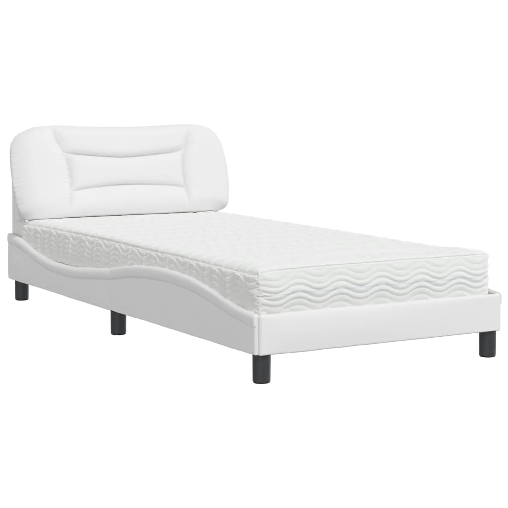 Lit avec matelas blanc 100x200 cm similicuir