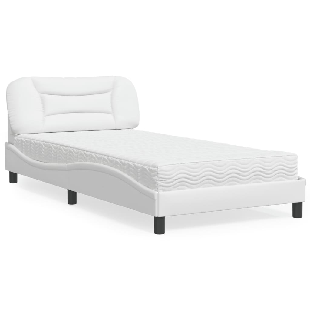 Lit avec matelas blanc 100x200 cm similicuir