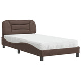 Bed with brown mattress 100x200 cm imitation leather