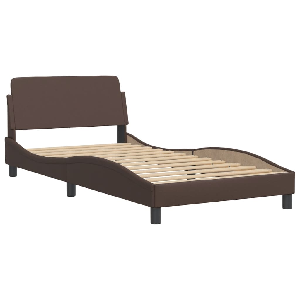 Bed with brown mattress 100x200 cm imitation leather