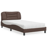 Bed with brown mattress 100x200 cm imitation leather