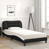 Lit avec matelas noir et blanc 100x200 cm similicuir