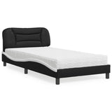 Lit avec matelas noir et blanc 100x200 cm similicuir