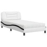 Lit avec matelas blanc et noir 100x200 cm similicuir