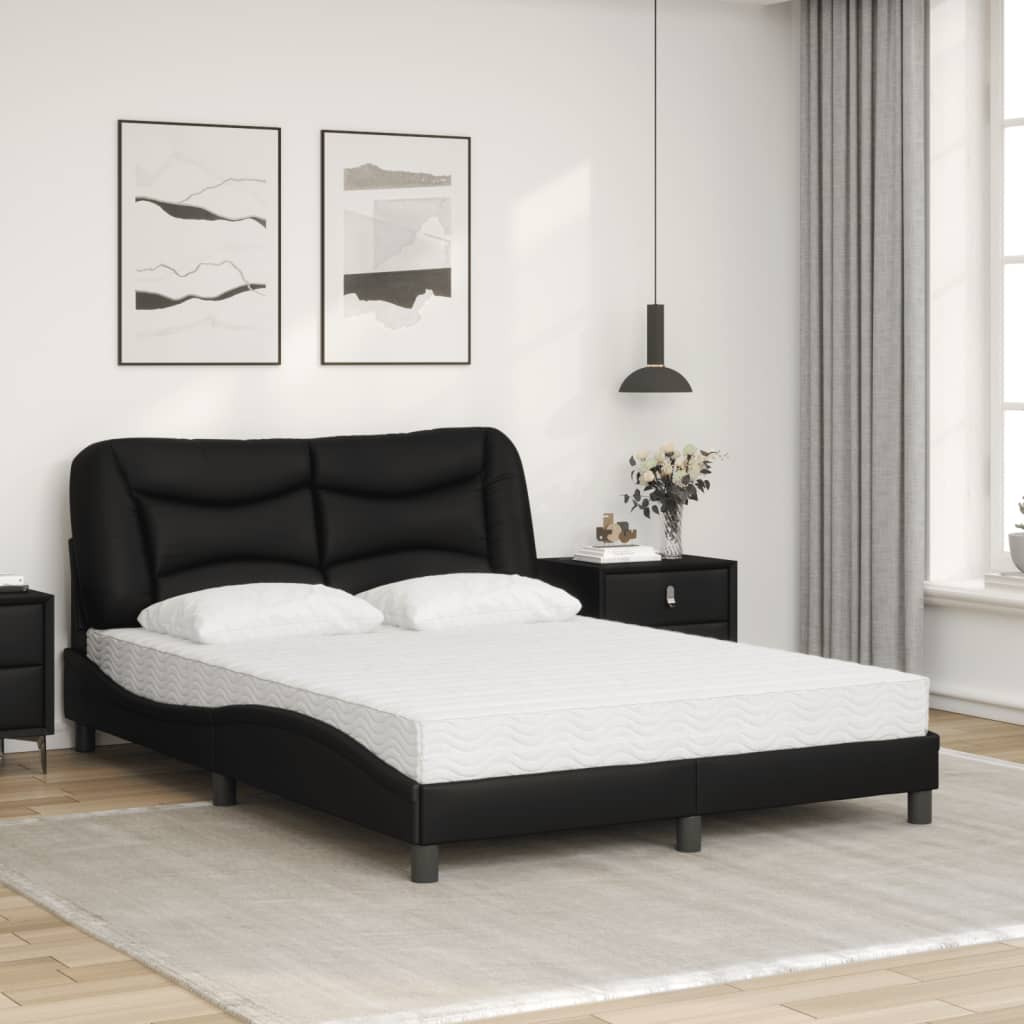 Lit avec matelas noir 120x200 cm similicuir