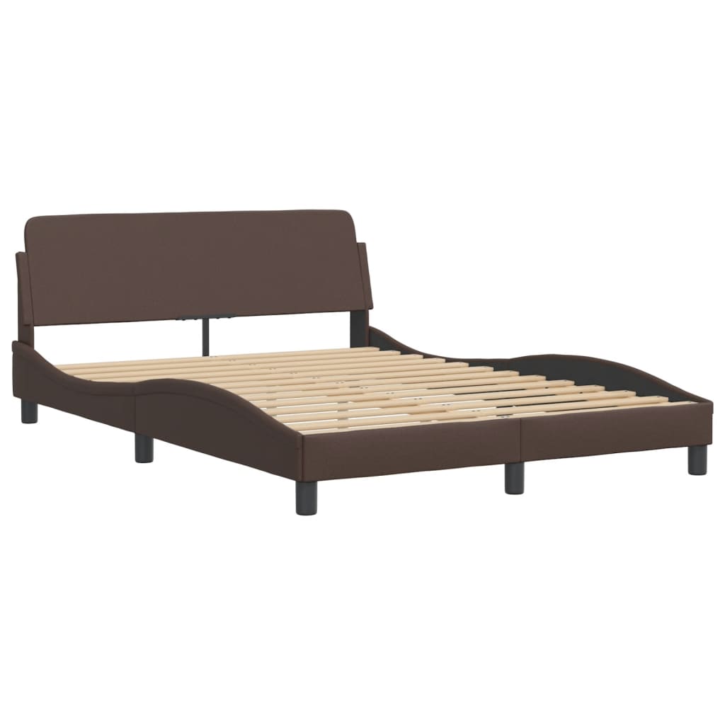 Bed with brown mattress 120x200 cm imitation leather