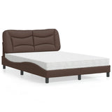 Bed with brown mattress 120x200 cm imitation leather