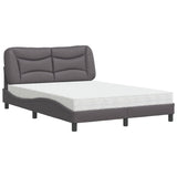 Bed with gray mattress 120x200 cm imitation leather