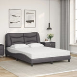 Bed with gray mattress 120x200 cm imitation leather