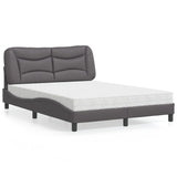 Bed with gray mattress 120x200 cm imitation leather