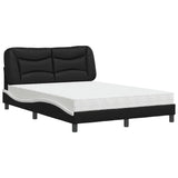 Lit avec matelas noir et blanc 120x200 cm similicuir