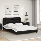 Lit avec matelas noir et blanc 120x200 cm similicuir