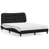 Lit avec matelas noir et blanc 120x200 cm similicuir